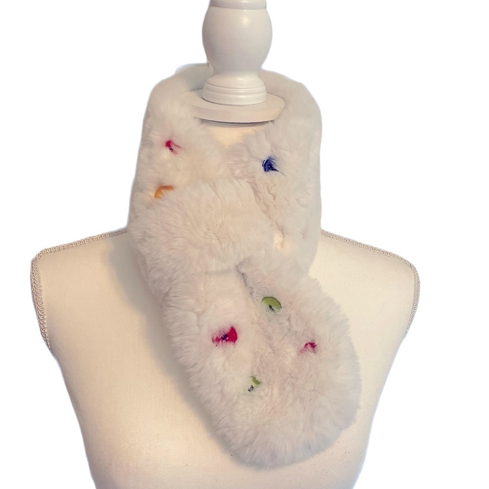 HALARA Faux Fur Scarf With Colorful Button Detail